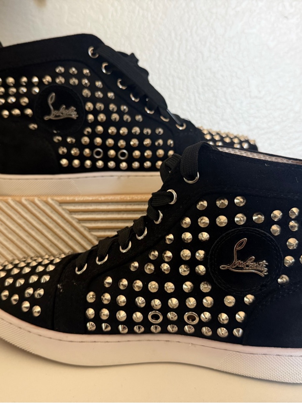 Roger Vivier for Christan Louboutin - Black Studded High-Top Sneakers